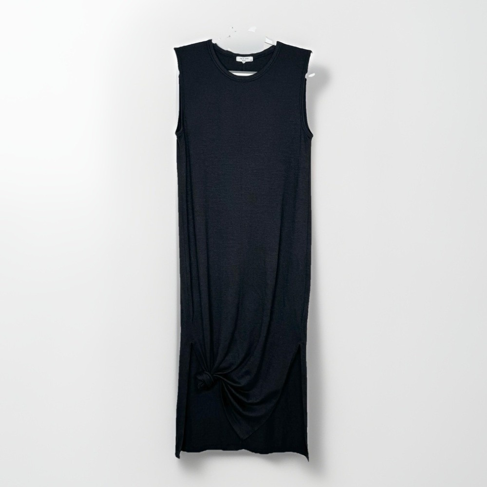 Rag & Bone Women's Medium Sleeveless Tank Maxi Dress Black Split Hem Cotton Chic